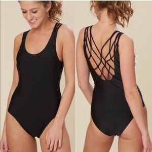 Altar'd State Women M One Piece Swim‎ Suit String Shoulder Crisscross Back Black